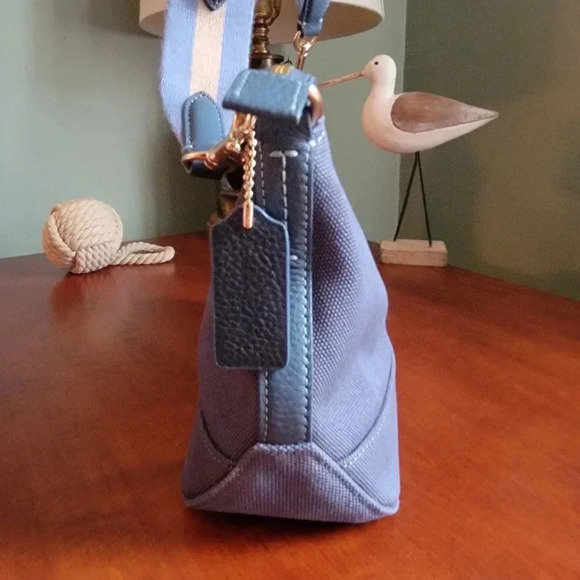 Coach Ellis Canvas and Leather Shoulder Bag Blue CA626 - Picture 8 of 15